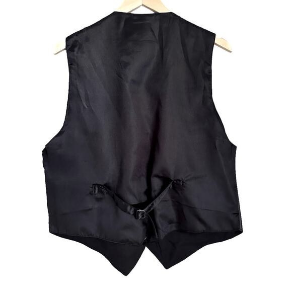 Black Leather Vest Men L NEW NEW NEW USA Western Biker Made in India Snap - Picture 2 of 12
